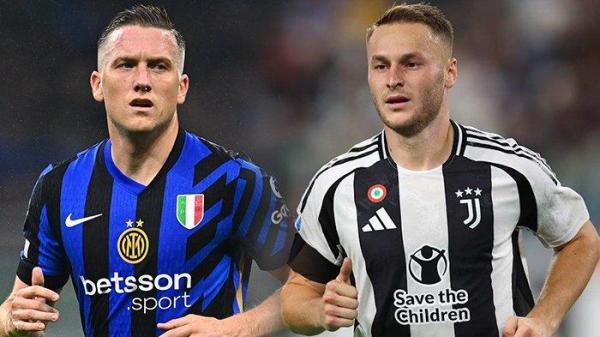Gelandang Inter Milan, Piotr Zielinski dan pemain Juventus Teun Koopmeiners.