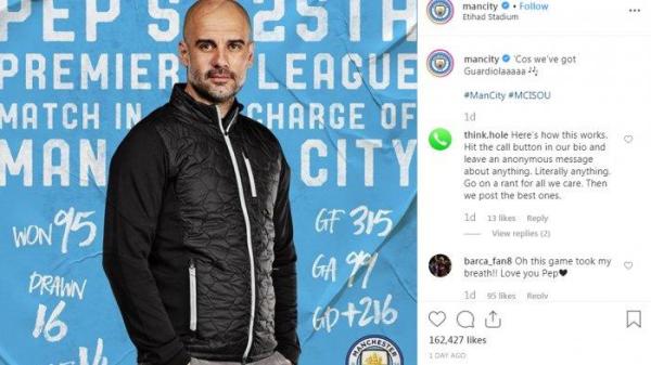 Foto Pep Guardiola di Instagram akun Mancity.