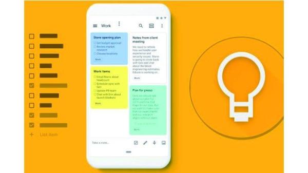 Ilustrasi aplikasi Google Keep untuk membuat catatan