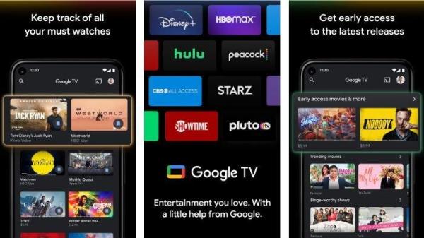 Tampilan aplikasi Google TV