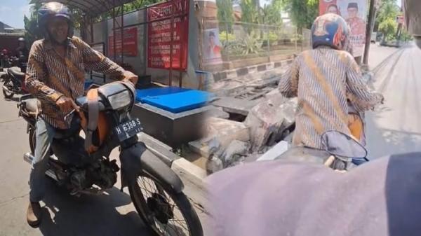 Mbah Paimo dorong motor 13 km karena kehabisan bensin.