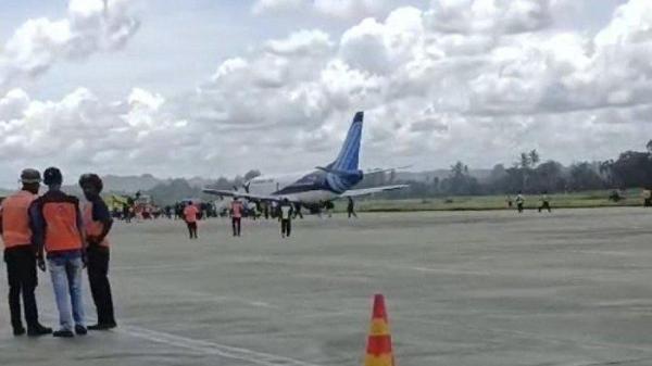 Pesawat Trigana Air yang mengalami insiden di Bandara Sentani Jayapura