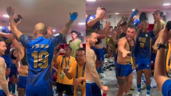 Momen selebrasi para pemain Persib Bandung yang berhasil menang secara dramatis di kandang Lion City Sailors FC pada lanjutan AFC Champions League Two 2024, Kamis (8/11).
