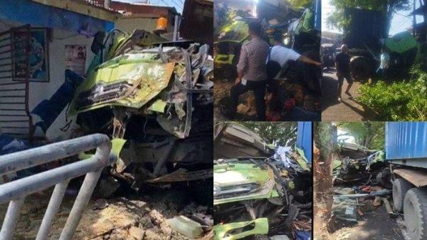 Kondisi kontainer yang alami Kecelakaan di perempatan lampu merah tepatnya di Jalan Toar, Mahkeret Manado, Jumat (15/11/2024)