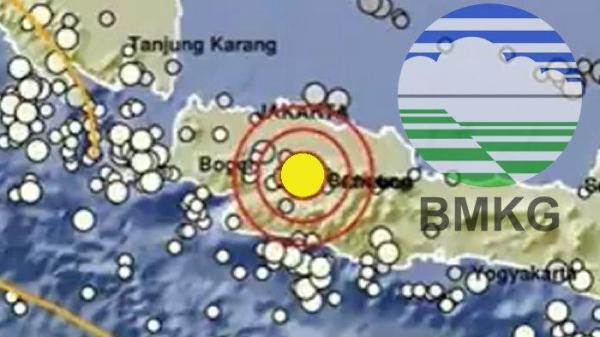 Gempa guncang Cianjur, Jawa Barat. (Kolase TribunKaltara.com / Twitter / @infoBMKG)