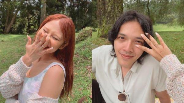 Nadin Amizah pamerkan cincin yang diberikan oleh Faishal Tanjung saat melamarnya. (Instagram @cakecaine)