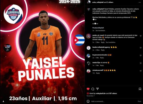 Outside hitter asal Kuba, Yaisel Punales, saat diperkenalkan
