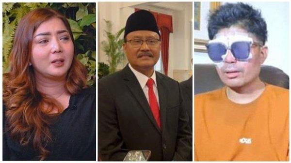 Pratiwi Noviyanthi alias teh Novi (kiri) Menteri Sosial RI, Saifullah Yusuf (tengah) Agus Salim (kanan). - Mensos RI akan mendalami soal masalah penggalanan donasi Agus Salim