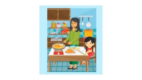 Gambar soal Bahasa Inggris kelas 4 SD Bab 7 semester 1 & kunci jawaban I Can Make Fried Egg in the Kitchen.
