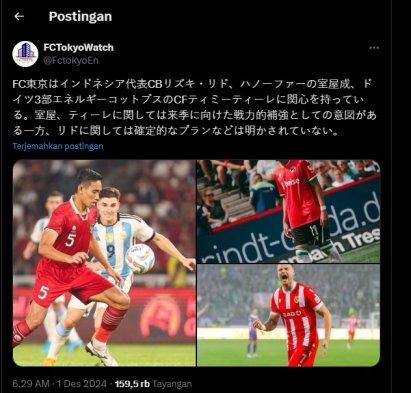 Rizky Ridho diminati klub asal Jepang, FC Tokyo