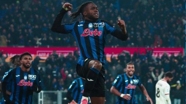 Aksi selebrasi penyerang Atalanta, Ademola Lookman saat melawan AC Milan pada pertandingan Liga Italia pekan ke-15, Sabtu (7/12/2024) dini hari WIB.