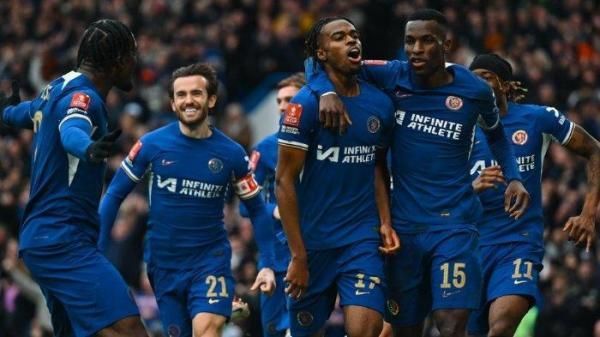 Selebrasi kemenangan Chelsea atas Leicester City babak perempat final Piala FA di Stadion Stamford Bridge, Minggu (17/3/2024). Chelsea menang 4-2 dan lolos ke semifinal Piala FA.