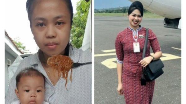 Penampilan mantan pramugari dulu dan sekarang.