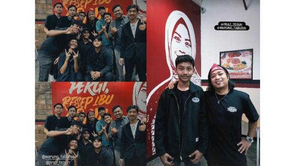 5 cuplikan Praz teguh dan Qorry buka warung makan Padang, Sambut pengunjung resto 