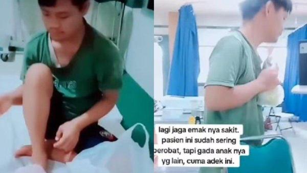 Viral sosok seorang anak berkebutuhan khusus bernama Arbi yang setia merawat sang ibu di rumah sakit