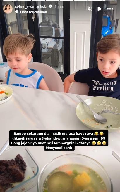Postingan Celine soal uang jajan anaknya.