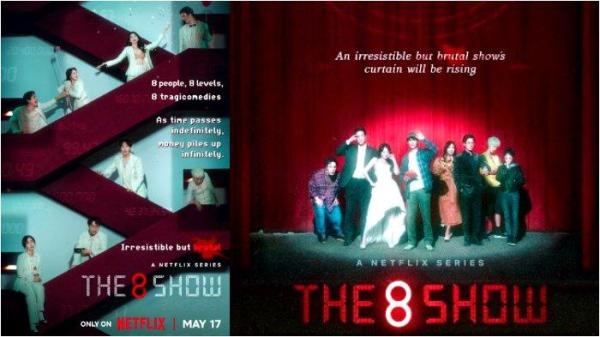 Poster drakor serial The 8 Show - Sinopsis The 8 Show, serial drama korea (drakor) game petualangan terbaru Netflix, yang dibintangi oleh Ryu Jun Yeol dan Chun Woo Hee.