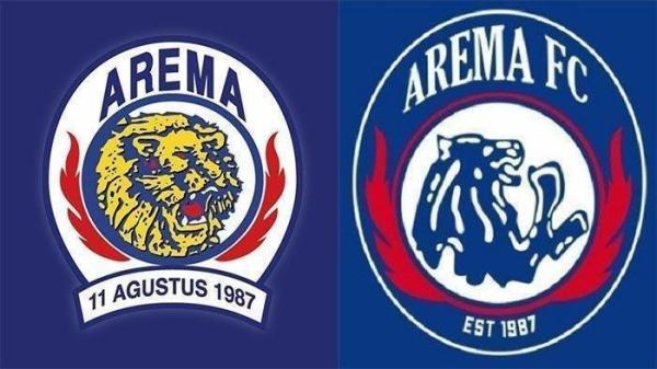 Dualisme Arema: Logo Arema Indonesia dan Arema FC.