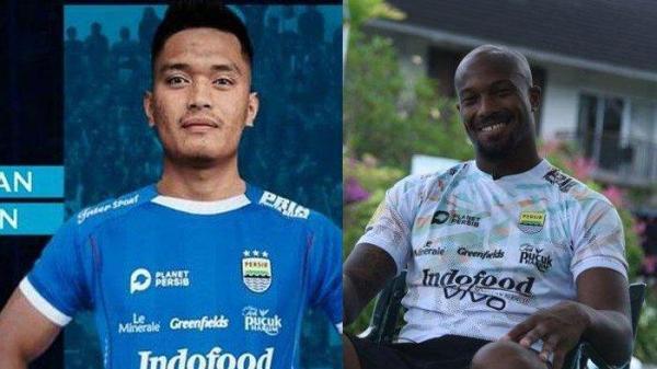 Pemain baru Persib Bandung Gervane Kastaneer (kanan) dan Ahmad Agung.