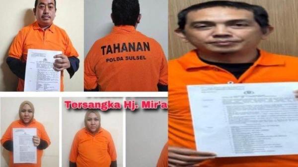 Mira Hayati dan kedua tersangka kasus kosmetik atau skincare berbahaya di Makassar, suami pengusaha Fenny Frans, Mustadir Daeng Sila, dan Agus Salim kini resmi ditangkap Ditreskrimsus Polda Sulsel, Senin (20/1/2025)