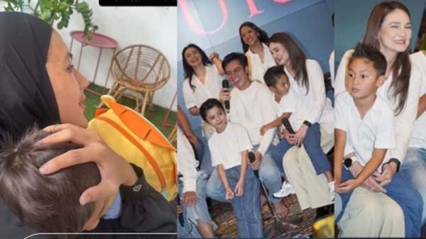 Momen Kenzo dan Kiano saat bersama Luna Maya.
