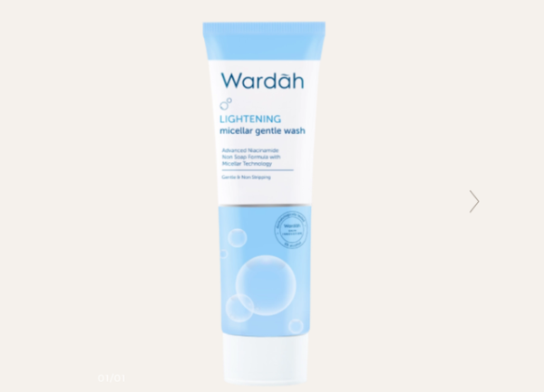 Sabun Cuci Muka Wardah untuk Kulit Kering. Foto adalah Wardah Lightening Micellar Gentle Wash. Sumber Foto: wardahbeauty.com
