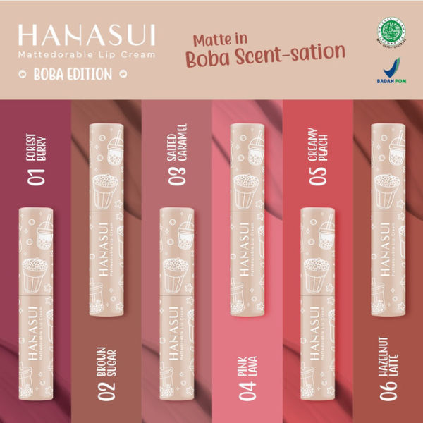  Hanasui Mattedorable Lip Cream Boba Edition. Sumber : Shopee.com