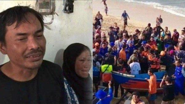  DUKA WALI MURID: Kolase (kiri) Yosef dan Istiqomah, orang tua siswa SMPN 7 Kota Mojokerto yang menjadi korban terseret ombak Pantai Drini, Gunung Kidul, pada Selasa (28/1/2025). (kanan) proses evakuasi jenazah korban terakhir tragedi Pantai Drini Gunungkidul pada, Rabu (29/1/2025). Keluarga korban tolak surat damai dari pihak sekolah.