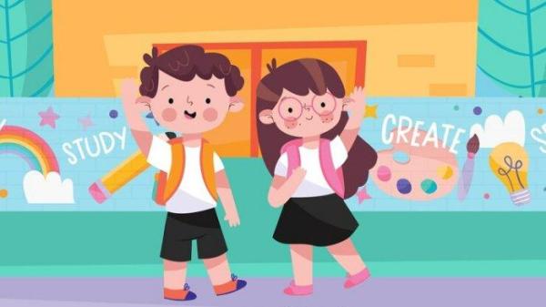 PANTUN BERSUKA CITA - Ilustrasi anak sekolah dari Freepik.com. Kumpulan pantun bersuka cita, ajarkan anak ekspresikan perasaan senang dan gembira.