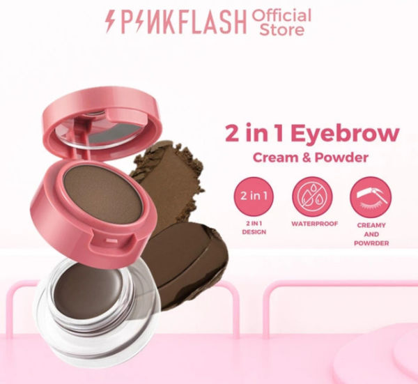 Foto adalah PINKFLASH 2-in-1 Duo Effect Eyebrow Cream & Powder. Sumber: Tokopedia/PinkFlash Official Store
