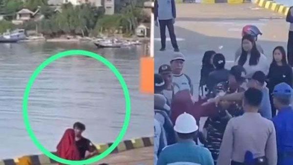 CARI UANG PANAI: Viral di sosial media sepasang kekasih bertengkar di Pelabuhan Passarang, Kabupaten Majene, Sulawesi Barat (Sulbar), Sabtu (8/2/2025). Sang wanita halangi pacar merantau meski niat cari uang panai
