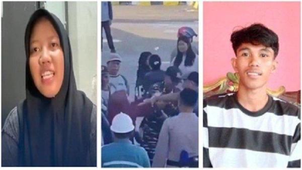 WANITA HISTERIS DITINGGAL PACAR -- (kiri) Lia, seorang wanita yang viral karena aksinya menangis histeris di pelabuhan tak rela ditinggal sang kekasih merantau kini muncul menyampaikan permintaan maaf / (tengah) momen sepasang kekasih bertengkar di Pelabuhan Passarang, Kabupaten Majene, Sulawesi Barat (Sulbar), Sabtu (8/2/2025) / (kanan) Potret Bojes kekasih Lia.