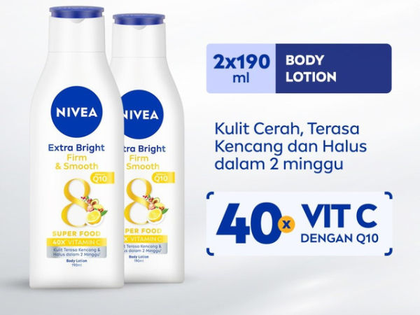 Nivea Extra Bright Firm & Smooth Body Lotion. Sumber: Tokopedia