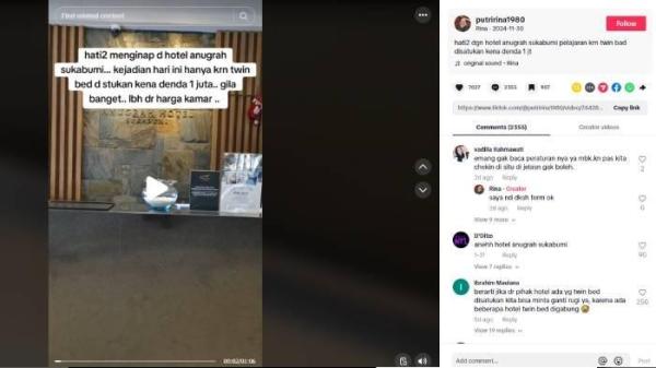 Viral di media sosial, salah satu hotel di Sukabumi memberikan denda Rp1 juta kepada pengunjung