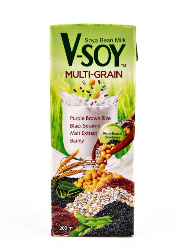 Merek Susu Almond di Indomaret. Foto adalah V-Soy Soya Bean Milk Multi-Grain 200 ml. Sumber foto: Borma Dago