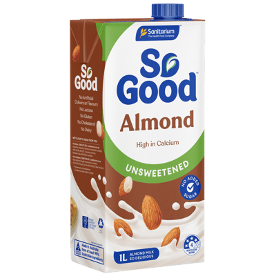 Merek Susu Almond di Indomaret. Foto adalah So Good Almond Milk Unsweetened. Sumber foto: sogood.com.au