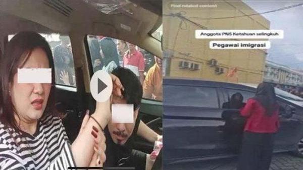 PEGAWAI IMIGRASI SELINGKUH: Video saat istri menggerebek suaminya yang diduga selingkuh viral di media sosial, Senin (17/2/2025). Pelakor, istri, dan suami diduga pegawai Imigrasi Pekanbaru.