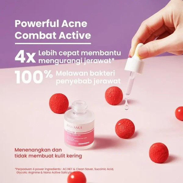 Foto Hanasui Power Acne Serum untuk rekomendasi serum hanasui untuk kulit berminyak. Sumber: www.hanasui.id