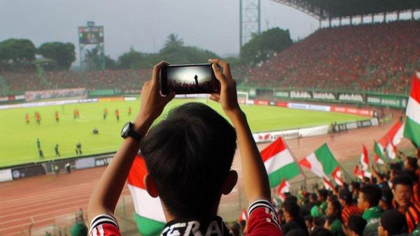 PERTANDINGAN SEPAK BOLA: Ilustrasi suporter sedang memberikan dukungan untuk Persis Solo.