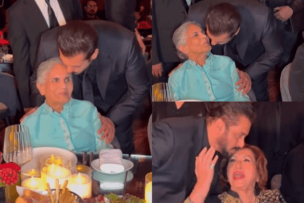 Salman Khan kisses Salma Khan and Helen