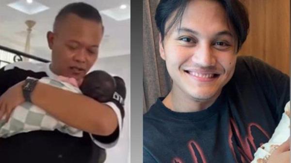 MAHALINI MELAHIRKAN - Kolase foto Rizky Febian saat menggendong putrinya, Selina. Dan foto Sule menggendong sang cucu pertama, Rabu (19/2/2025).