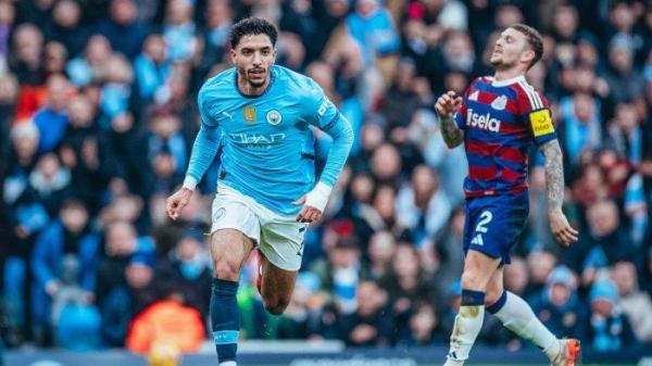 Selebrasi Omar Marmoush (Manchester City) setelah cetak gol ke gawang Newcastle United dalam lanjutan matchday ke-25 Liga Inggris 2024/2025 di Etihad Stadium pada Sabtu (15/2/2025) malam WIB. (Laman resmi Man City)