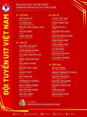 Daftar 34 pemain Vietnam di TC untuk Piala Asia U17 2025