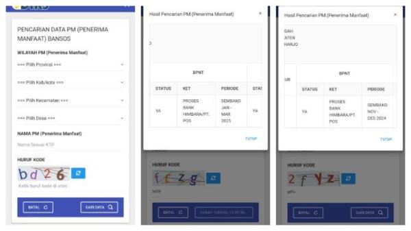 CIRI PENERIMA BANSOS - Hasil tampilan pencarian penerima PKH dan BPNT tahap 1 periode Januari-Maret 2025 di situs cekbansos.go.id, Rabu (26/2/2025). Inilah ciri-ciri penerima PKH dan BPNT tahap 1 periode Januari-Maret 2025. Segera cek nama penerima di sini melalui cekbansos.kemensos.go.id.