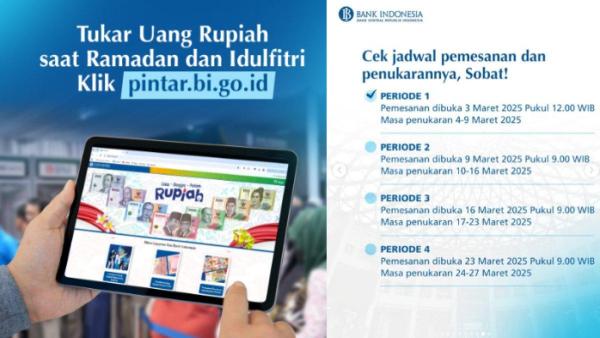 TUKAR UANG DI PINTAR BI,- Syarat dan cara mudah tukar uang baru untuk Lebaramn 2025 dengan memanfaatkan situs Pintar Bank Indonesia atau Pintar BI.