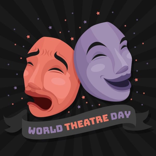 Flat world theatre day illustration