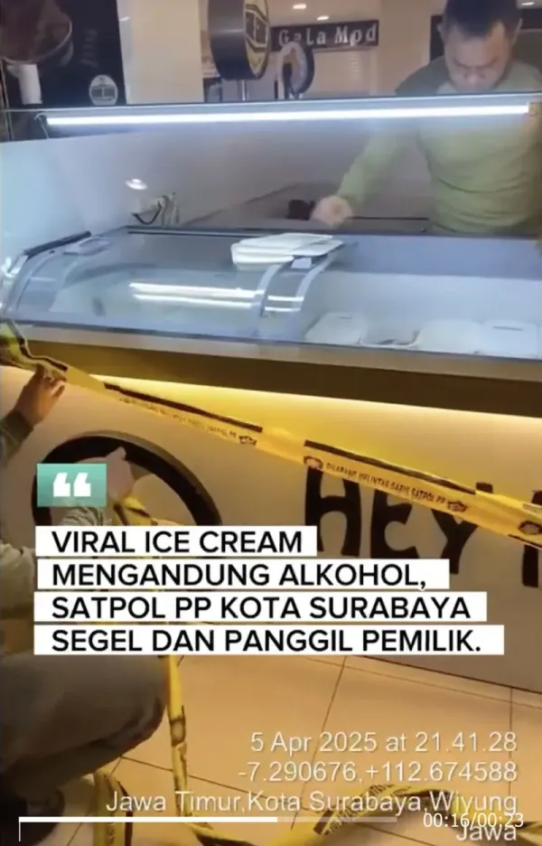Viral Gerai Es Krim Beralkohol di Surabaya Disegel, Ini 5 Faktanya!