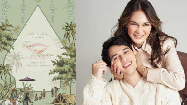 BOCORAN TANGGAL PERNIKAHAN - Gambar diduga undangan pernikahan Luna Maya dan Maxime Bouttier tersebar di media sosial dicapture, Rabu (9/4/2025).