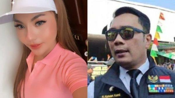 ISU RIDWAN KAMIL - Foto Lisa Mariana diunggahan Instagram pribadinya @lisamarianaaa dikutip (27/3/2025), dan foto Ridwan Kamil saat masih menjadi Gubernut Jawa Barat hendak memberikan tanggapan kepada awak di Pasar Parungkuda Sukabumi, Jumat (4/8/2023). <div class=