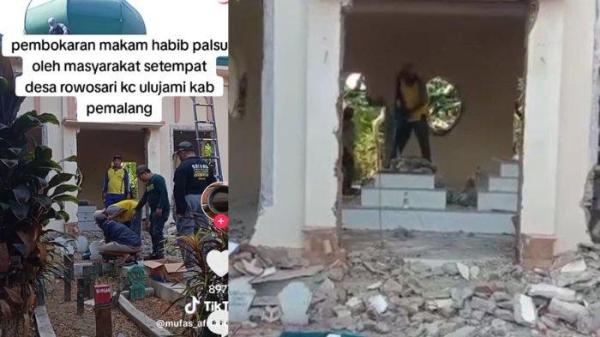 Warga gotong royong bongkar makam yang diduga wali palsu di Pemalang, Jawa Tengah